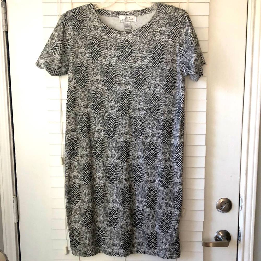 Lisa International Dress Vintage Embellished Gray SZ LP